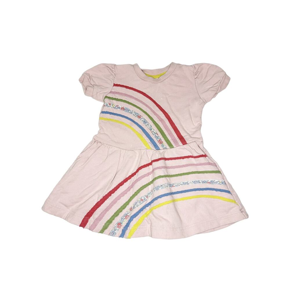 Mini Boden Short Sleeve Rainbow Dress Size 2-3Y
